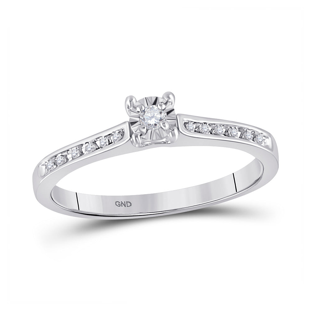 10K White Gold Round Diamond Solitaire Bridal Wedding Engagement Ring 1/10 Cttw, Womens Size: 5-10