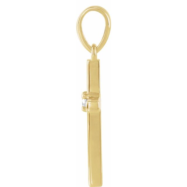 14K Yellow Gold Round 1.5Mm I1, G-H Polished .015 Ct Natural Diamond Cross Pendant