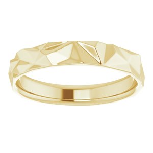 14K Yellow Gold 4 Mm Polished Geometric Patterned Band Size 4