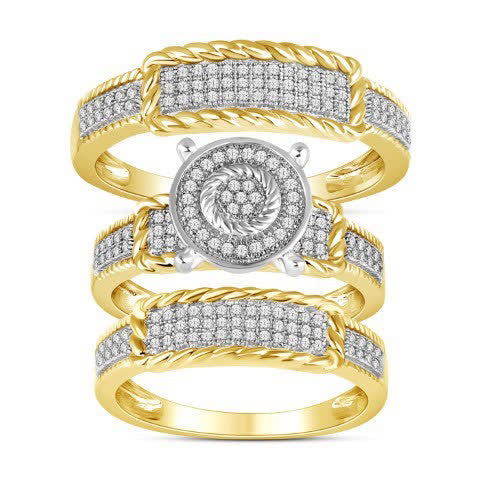 10K Yellow Gold 0.50 Cttw Diamond Trio Ladies Ring