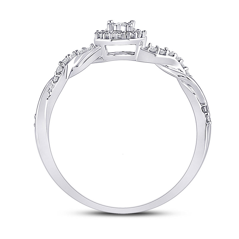 10K White Gold Womens Round Diamond Solitaire Twist Woven Promise Ring 1/6 Cttw, Womens Size: 5-10