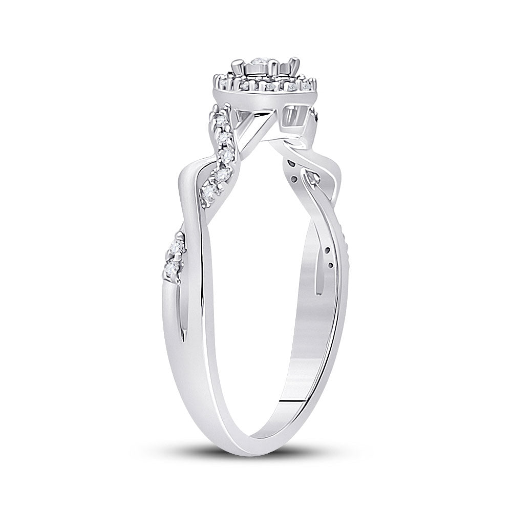 10K White Gold Womens Round Diamond Solitaire Twist Woven Promise Ring 1/6 Cttw, Womens Size: 5-10