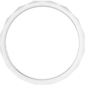 14K White Gold Polished Diamond Pattern Wedding Band