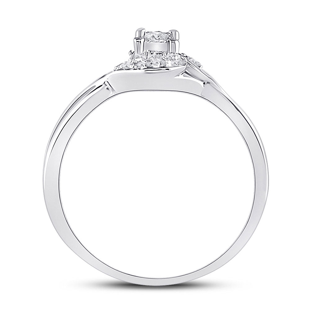 10K White Gold Womens Round Diamond Solitaire Promise Ring 1/10 Cttw, Womens Size: 5-10