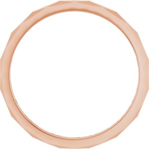 18K Rose Gold 1.5 Mm Polished Diamond Pattern Wedding Band Size 4.5