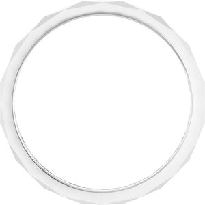 10K White Gold Polished Diamond Pattern Wedding Band