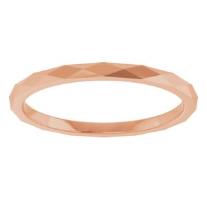 18K Rose Gold 1.5 Mm Polished Diamond Pattern Wedding Band Size 4.5