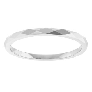 10K White Gold Polished Diamond Pattern Wedding Band