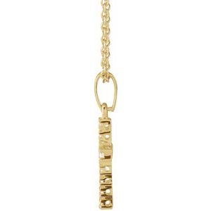 14K Yellow Gold Round 1.2 Mm Cz Youth Cross Necklace, Length: 15 In