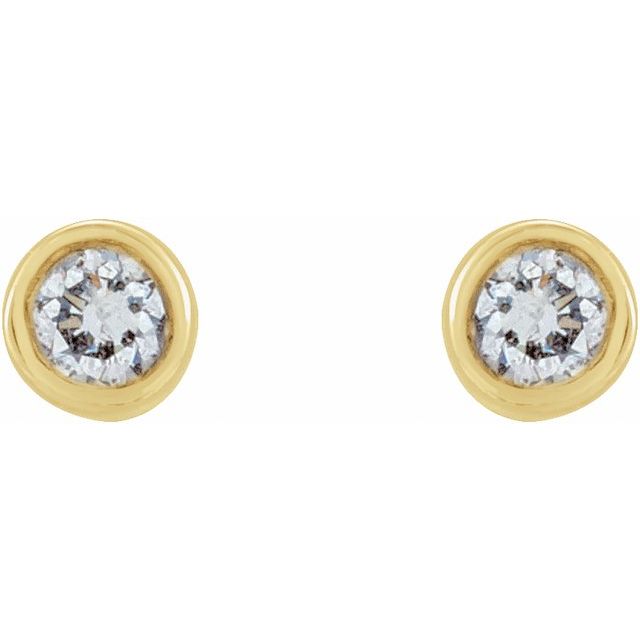 14K Yellow Or White Or Rose Gold Or Platinum Pair Friction Polished Natural Micro Bezel-Set Earrings