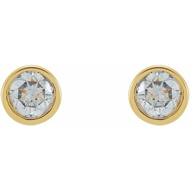 14K Yellow Or White Or Rose Gold Or Platinum Pair Friction Polished Natural Micro Bezel-Set Earrings