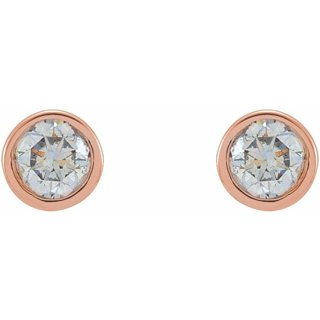 14K Yellow Or White Or Rose Gold Or Platinum Pair Friction Polished Natural Micro Bezel-Set Earrings