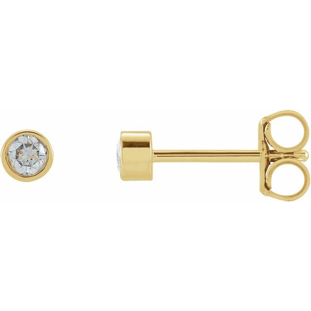 14K Yellow Or White Or Rose Gold Or Platinum Pair Friction Polished Natural Micro Bezel-Set Earrings