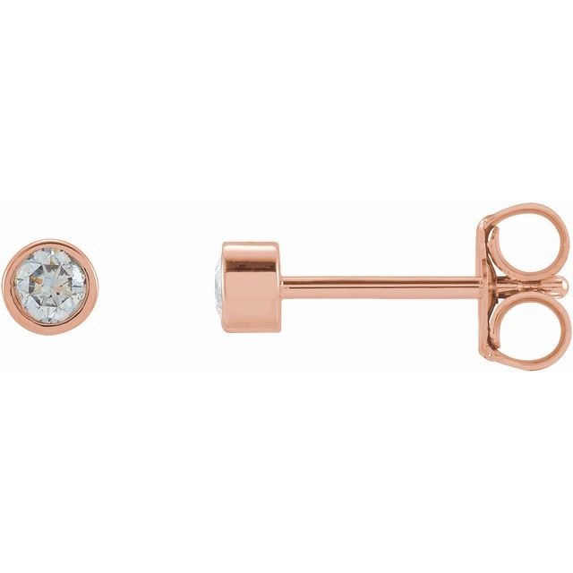 14K Yellow Or White Or Rose Gold Or Platinum Pair Friction Polished Natural Micro Bezel-Set Earrings