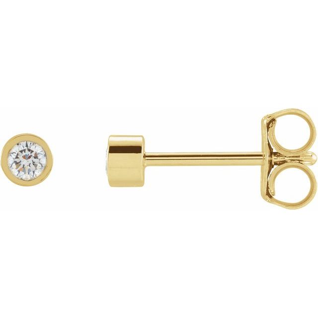 14K Yellow Or White Or Rose Gold Or Platinum Pair Friction Polished Natural Micro Bezel-Set Earrings