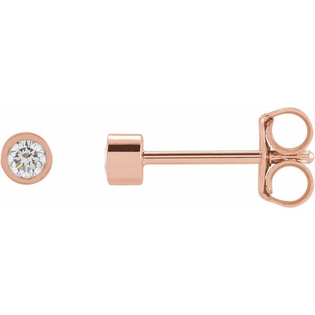 14K Yellow Or White Or Rose Gold Or Platinum Pair Friction Polished Natural Micro Bezel-Set Earrings
