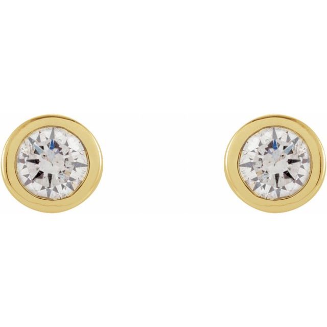 14K Yellow Or White Or Rose Gold Or Platinum Pair Friction Polished Natural Micro Bezel-Set Earrings