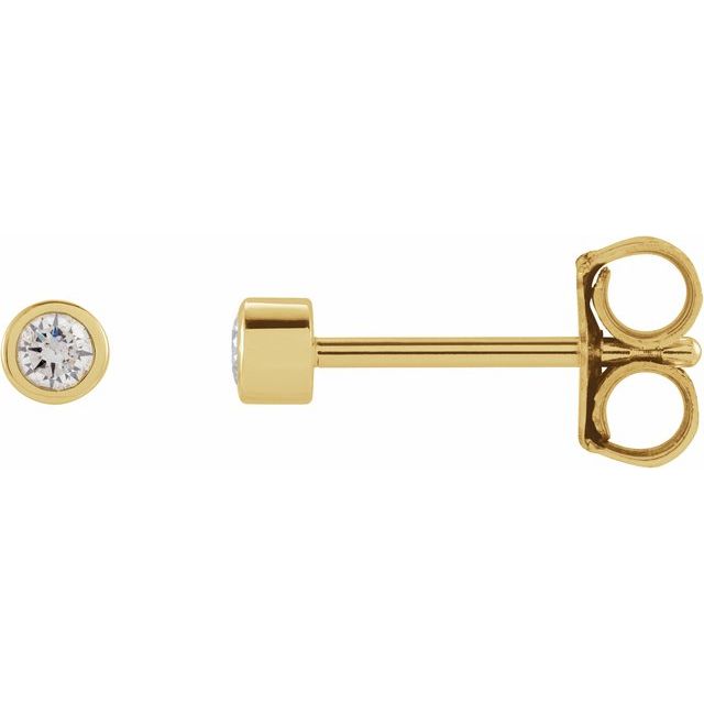 14K Yellow Or White Or Rose Gold Or Platinum Pair Friction Polished Natural Micro Bezel-Set Earrings