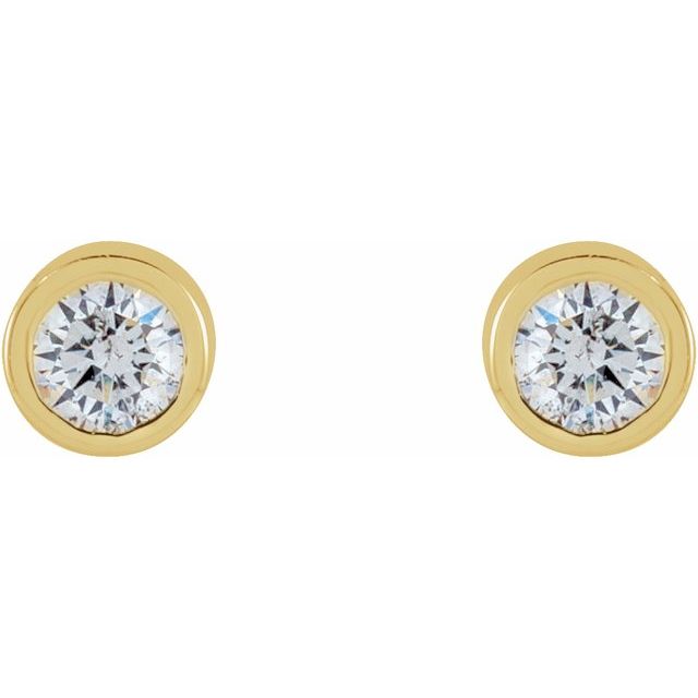 14K Yellow Or White Or Rose Gold Or Platinum Pair Friction Polished Natural Micro Bezel-Set Earrings