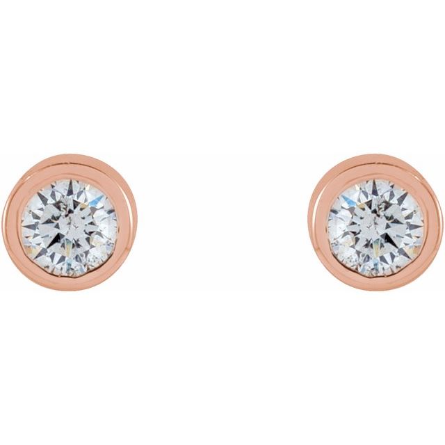 14K Yellow Or White Or Rose Gold Or Platinum Pair Friction Polished Natural Micro Bezel-Set Earrings