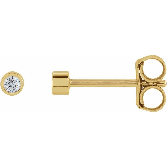 14K Yellow Or White Or Rose Gold Or Platinum Pair Friction Polished Natural Micro Bezel-Set Earrings