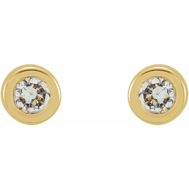 14K Yellow Or White Or Rose Gold Or Platinum Pair Friction Polished Natural Micro Bezel-Set Earrings