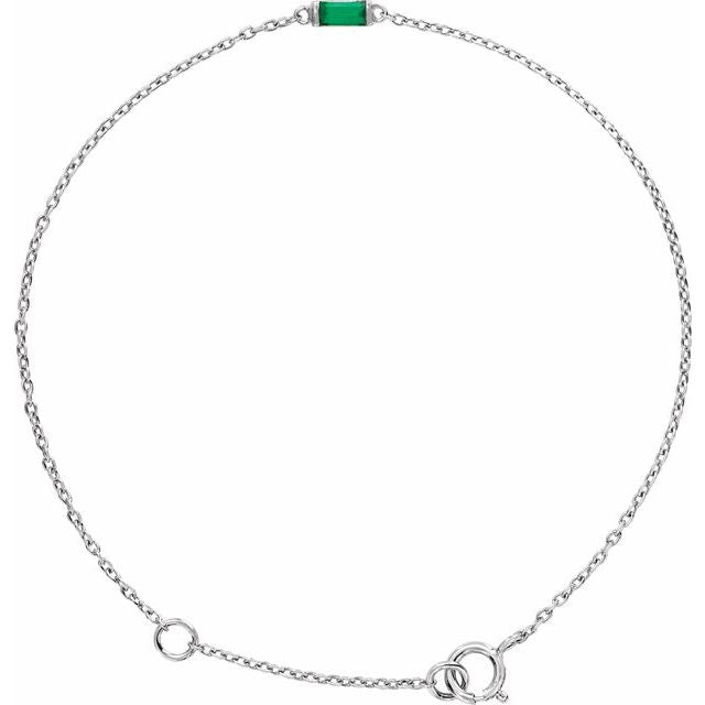 14K Yellow Or Rose Gold Or Sterling Silver 4 X 2 Mm Polished Natural Gemstone Staright Baguette 6 1/2-7 1/2 In Bracelet