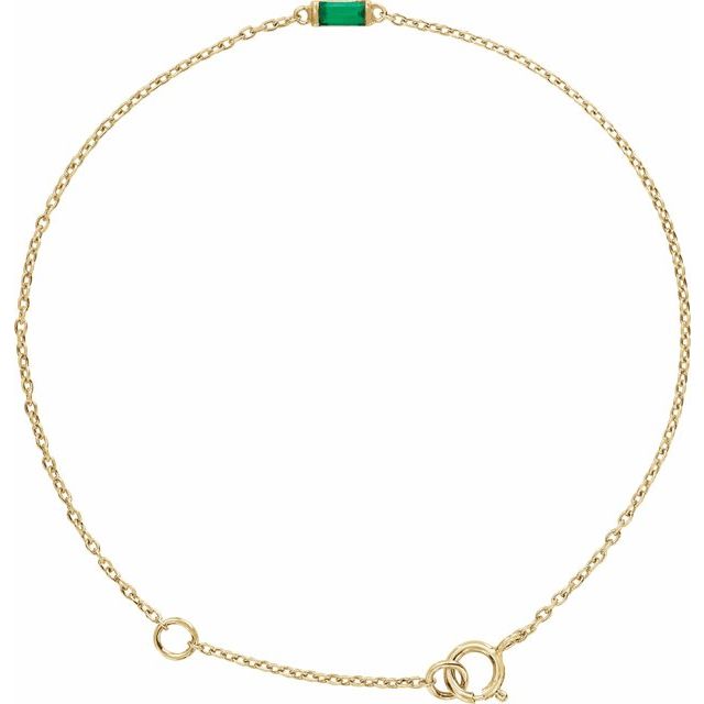 14K Yellow Or Rose Gold Or Sterling Silver 4 X 2 Mm Polished Natural Gemstone Staright Baguette 6 1/2-7 1/2 In Bracelet