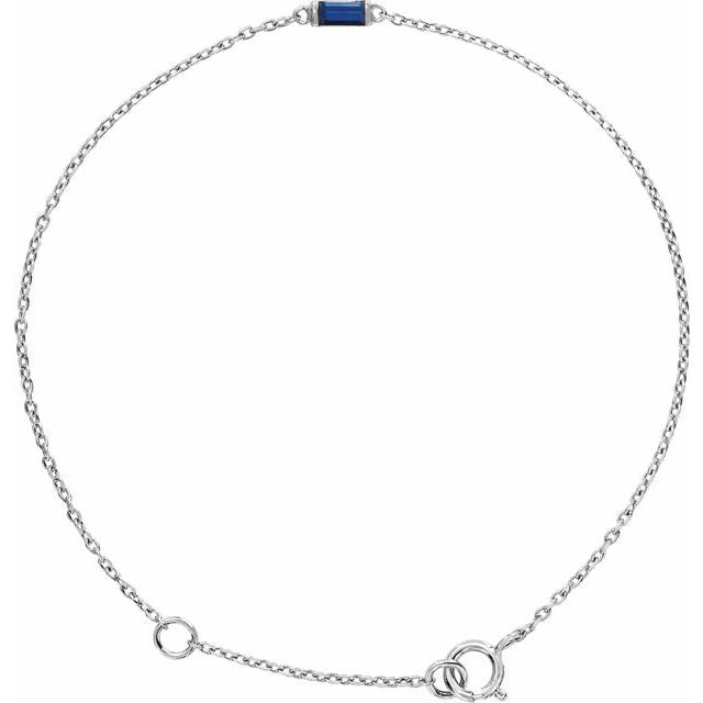 14K Yellow Or Rose Gold Or Sterling Silver 4 X 2 Mm Polished Natural Gemstone Staright Baguette 6 1/2-7 1/2 In Bracelet