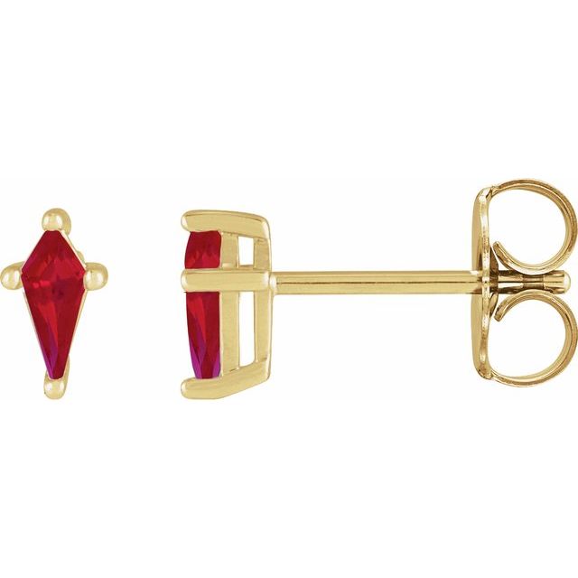 14K Yellow Or White Gold Shield Friction Back Polished Lab-Grown Gemstone Basket Earrings