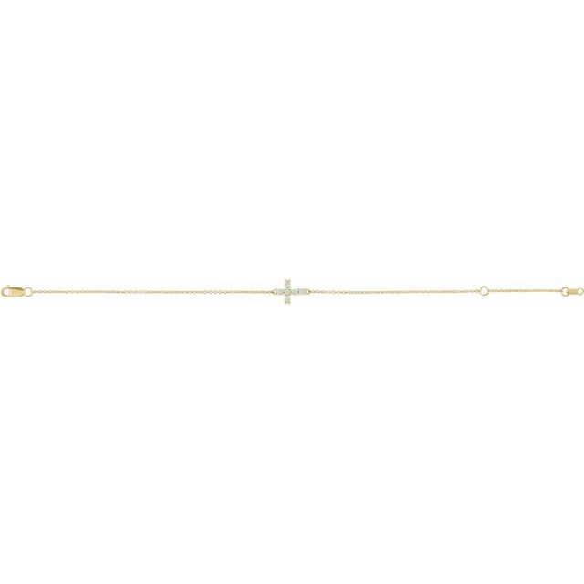 14K Yellow Gold Round 2 Mm 6 1/2-7 1/2 In Polished Natural Gemstone Sideways Cross Bracelet