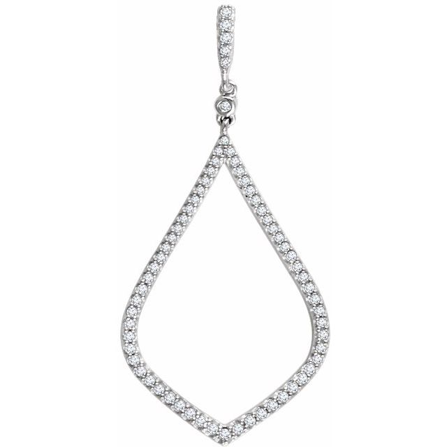 14K White Gold Round I1, H+ Polished 1/4 Ctw Natural Diamond Pendant
