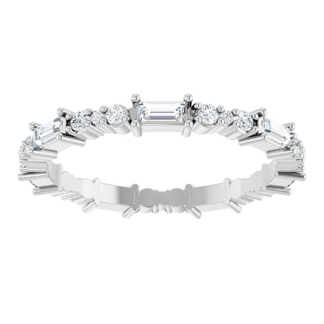 14K Yellow Or White Gold Straight Baguette 3.25 X 1.5 Mm Si2-Si3, G-H Polished 1/2 Ctw Natural Diamond Eternity Band, Size 7