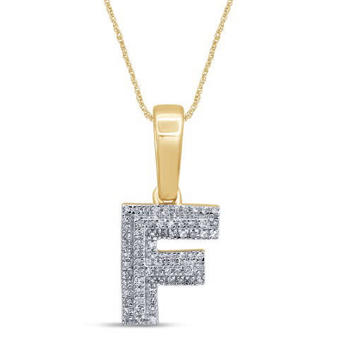 10K Yellow Gold Diamond Micropave Initial Charm