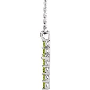 14K White Gold Round 18.4 X 10.8 Mm 2 Mm Peridot Cross 16-18 In Necklace