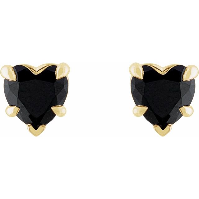 14K Yellow Or White Gold Or Sterling Silver 5 X 5 Mm Heart Friction Back Polished Natural Gemtone 5-Claw Prong Earrings