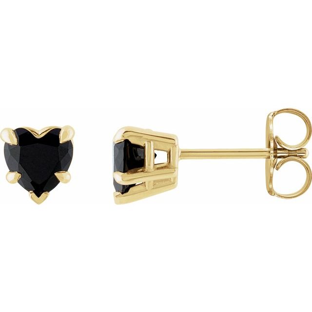 14K Yellow Or White Gold Or Sterling Silver 5 X 5 Mm Heart Friction Back Polished Natural Gemtone 5-Claw Prong Earrings