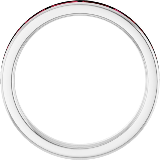 14K White Gold Straight Baguette 4 X 2 Mm Polished Lab-Grown Ruby Stackable Ring, Size 7