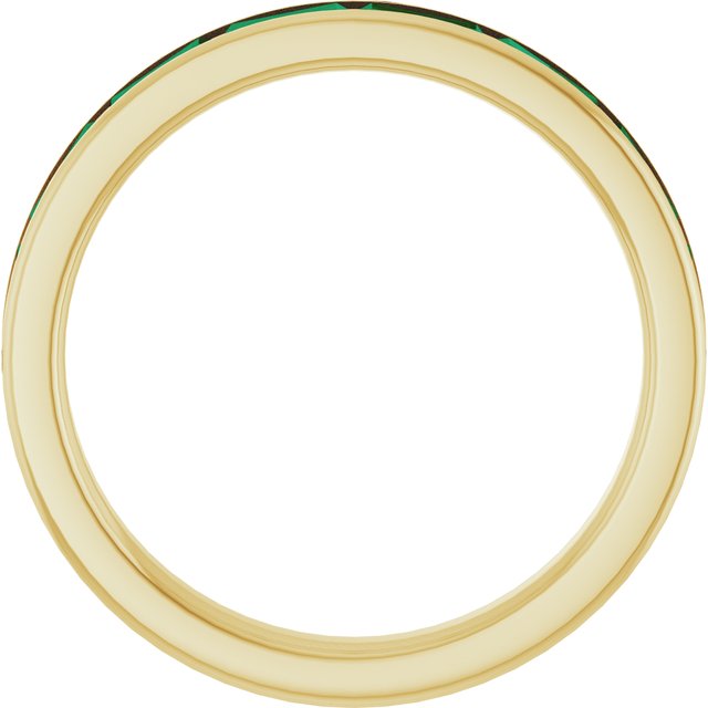 14K Yellow Gold Straight Baguette 4 X 2 Mm Polished Lab-Grown Emerald Stackable Ring, Size 7