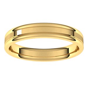 18K Yellow Gold Satin/Polished 4 Mm Polished Comfort-Fit Grooved Band With Satin Finish Size 10