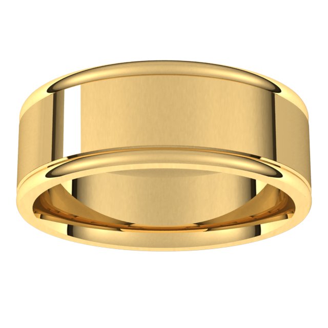 10K Yellow Gold Polished Grooved Comfort-Fit Flat Band With Satin Finish