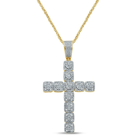 10K Yellow Gold 2.30- 2.36 Cttw Diamond Cross