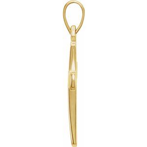 14K Yellow Gold 16.11 X 8.04 Mm Polished Cross Pendant