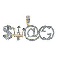 10K Yellow Gold 0.85- 0.90 Cttw Diamond Assorted "Swag" Charm