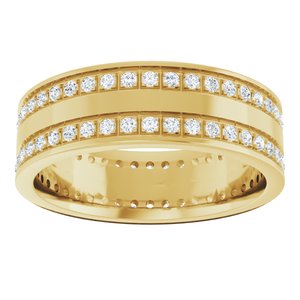14K Yellow Gold Round 1.3 Mm G-H Si2-Si3 3/4 Ctw Natural Diamond Multi Row Prong-Set Band Size 10