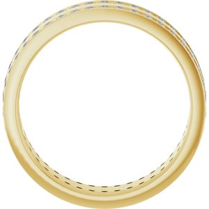 14K Yellow Gold Round 1.3 Mm G-H Si2-Si3 3/4 Ctw Natural Diamond Multi Row Prong-Set Band Size 10