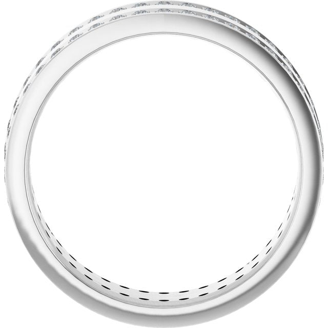 14K White Gold Round 1.3 Mm Vs, F+ Polished 7/8 Ctw Lab-Grown Natural Diamond Band, Size 10