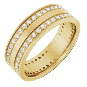 14K Yellow Gold Round 1.3 Mm G-H Si2-Si3 3/4 Ctw Natural Diamond Multi Row Prong-Set Band Size 10