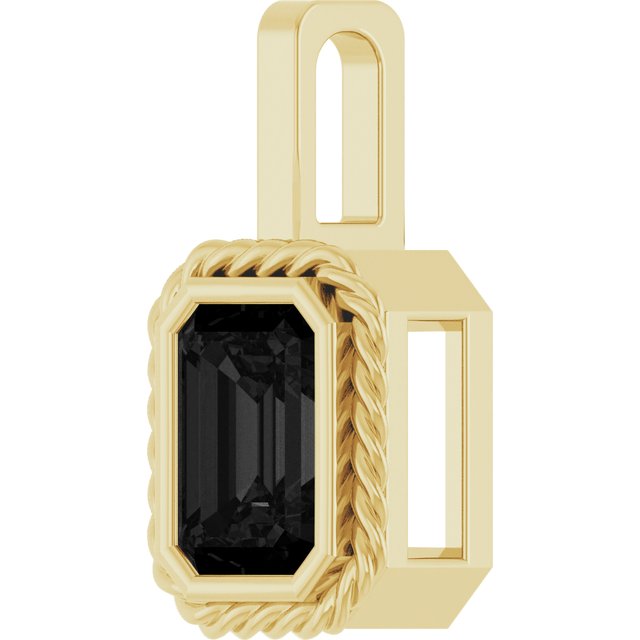 14K Yellow Or White Gold Emerald 7 X 5 Mm Polished Natural Black Onyx Mens Solitaire Pendant