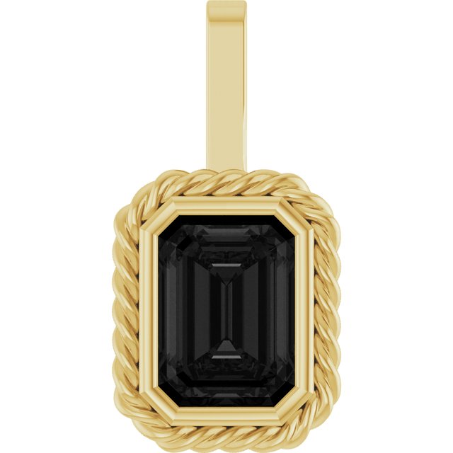 14K Yellow Or White Gold Emerald 7 X 5 Mm Polished Natural Black Onyx Mens Solitaire Pendant